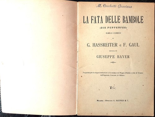 La Fata delle bambole Ballo Comico, Musica di G. Bayer - Ricordi 1903 ca. - Picture 2 of 2