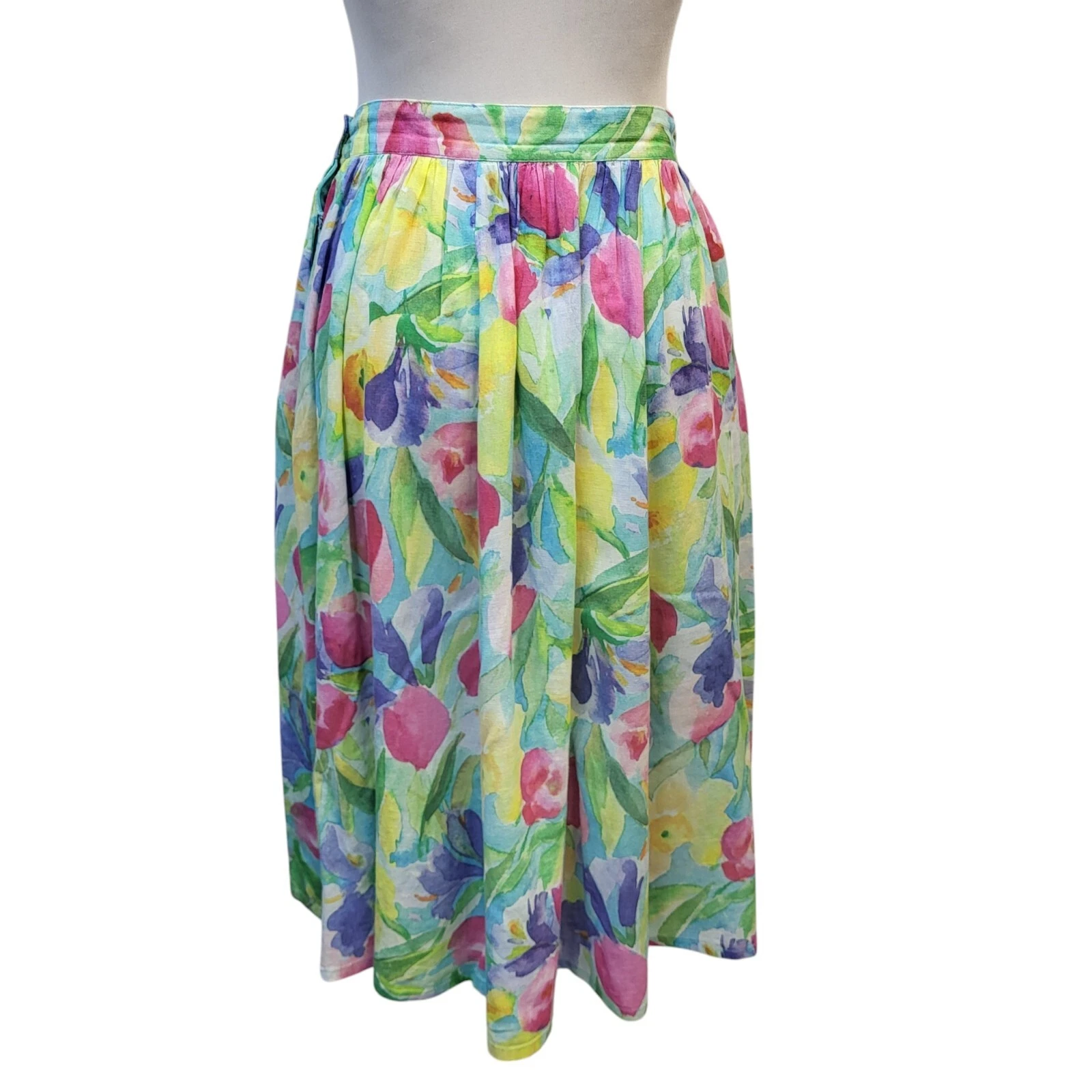 Fiveways Vintage 80's Skirt Multicoloured Floral Midi Women's 14 W28