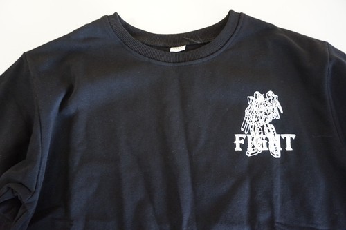 UNISEX YOUTH PULLOVER SWEATER FEAT ROBOT & "FIGHT" LARGE BLACK NEW!!! READ AD - Picture 3 of 4