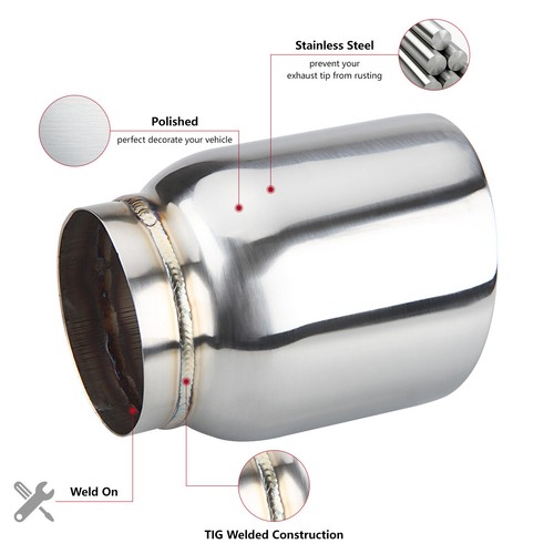 2.5"/3" Inlet - 4" Outlet 5" Long Diesel Exhaust Tip Polished Stainless Steel - Picture 16 of 17