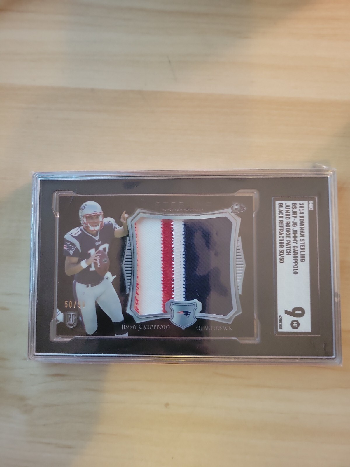 Jimmy Garoppolo Bowman Sterling Jumbo Rookie Patch #JG Gold Refractor