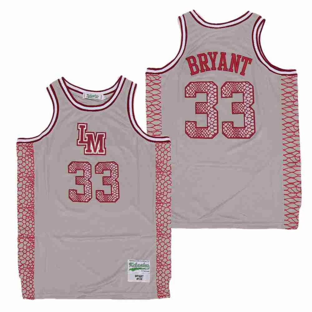 Retro Bryant #33 High School Basketball Jeresy Gray Snake Skin Stitched  Lower Me | eBay
