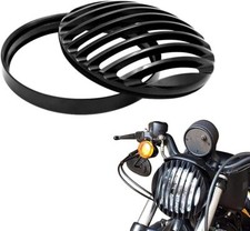 Black Aluminum Headlight Grill Cover 5 34 Inch For Sportster Roadst