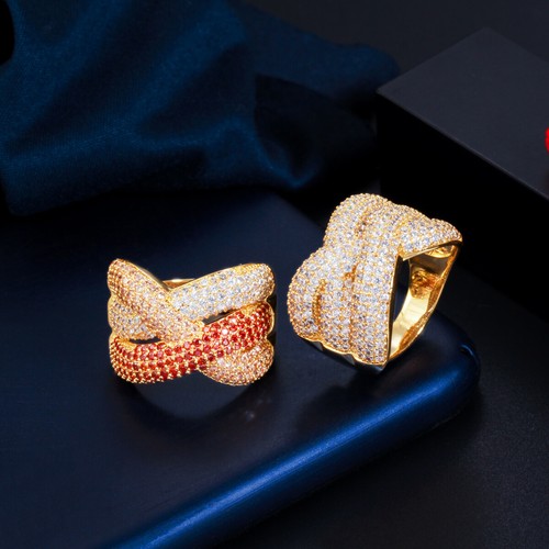 Anillo cruzado irregular ajustable enchapado en plata verde azul para mujer - Imagen 9 de 11