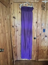 NWT MISS QEE PURPLE SIZE Med FORMAL STRAPLESS SHEER GOWN