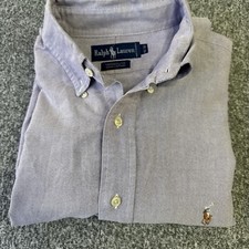 Ralph Lauren Yarmouth Shirt Mens 16.5 32 Purple Solid Long Sleeve Button Down