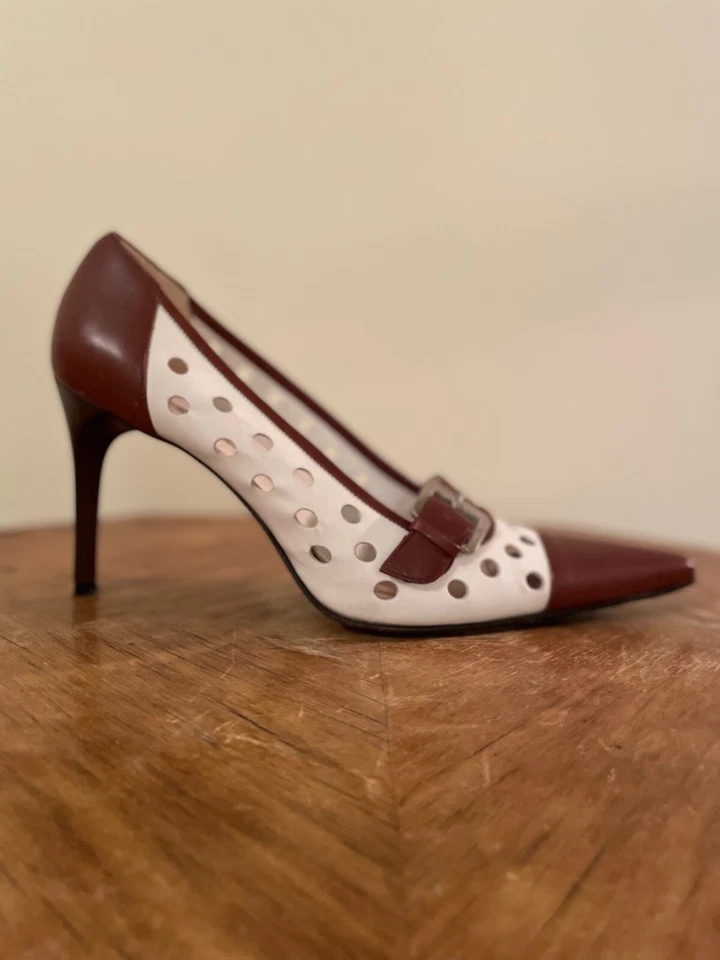 Via Spiga Heels-Brown & White Calf-Women's 8M Very Gently Worn with box. - Image 3 of 4