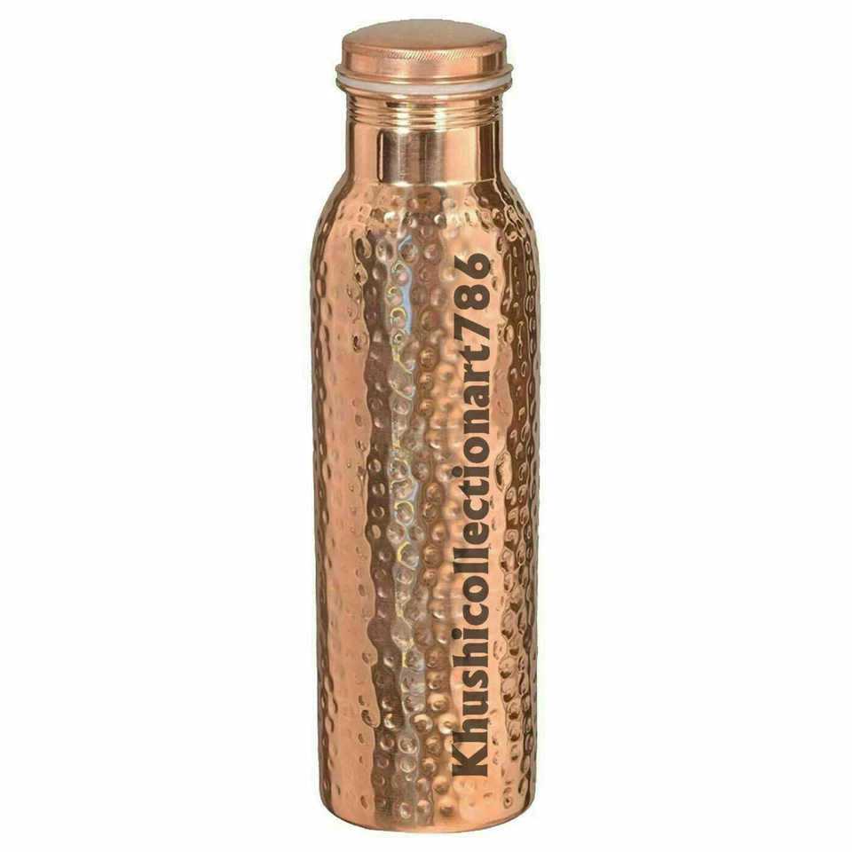 Pure Copper Hammered Water Bottle 1000ML Drinking Tumbler Glass Health Benefits - Image 2 of 4