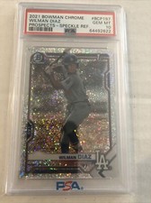2021 Bowman Chrome #BCP197 WILMAN DIAZ RC SPECKLE REFRACTOR #d /299 PSA 10