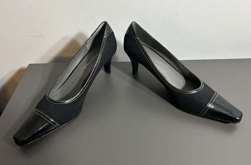 Etienne Aigner schwarze Damenschuhe Leder Stoff 9,5 M High-Heels Pumps E-Omni - Bild 4 von 10