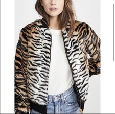 Jocelyn Faux Fur Tiger Bomber Jacket