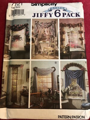  SIMPLICITY #7721 - WINDOW TREATMENTS - SIX STYLE VALANCE & CURTAIN PATTERN FF