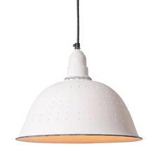 Rustic White Colander Pendant | Kitchen Statement Light