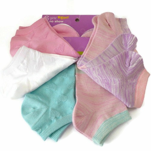 Hanes Girls No Show Premium Comfort 6 Pairs Large Socks Shoe Size 4-10 - Picture 5 of 5