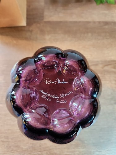 Don Fenton Signed Large Vase Grapevine Amethyst Purple Hand Made 10.5" - Picture 2 of 6