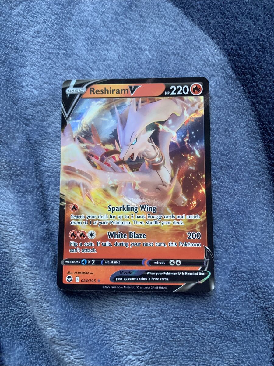 POKEMON TCG RESHIRAM V 24/195 SILVER TEMPEST ULTRA RARE!!