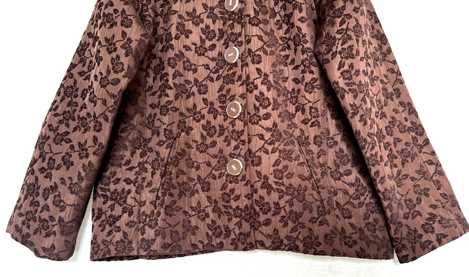 Jacket Medium Embroidered Long Sleeve Brown DIALOGUE Button Through Collar - Image 3 of 4