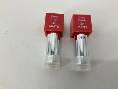 2 PACK Elizabeth Arden Beautiful Color Lipstick 42 CORAL CRUSH Matte Tester NEW