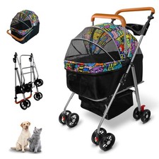 Pet Stroller with Storage Basket and Cup Holder, Folding Dog Jogger, Foldable...