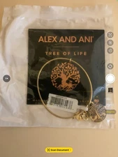Alex and Ani Tree Of Life Bracelet Charm Logo Expandable Wire Gold Tone Lot# 141