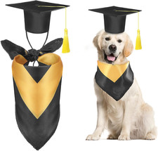 2 Pcs Dog Graduation Cap and Bandana Costumes with Tassels 2026 Dog Cat Graduati