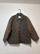 Frank & Oak Thermore Quilted Button Up Insulated Jacket Brown Womens XL Oversize