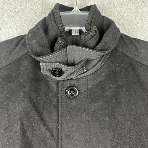 Hugo Boss Coat Mens Medium Black Cashmere Wool Button Up Midweight Jacket Winter - Picture 2 of 15