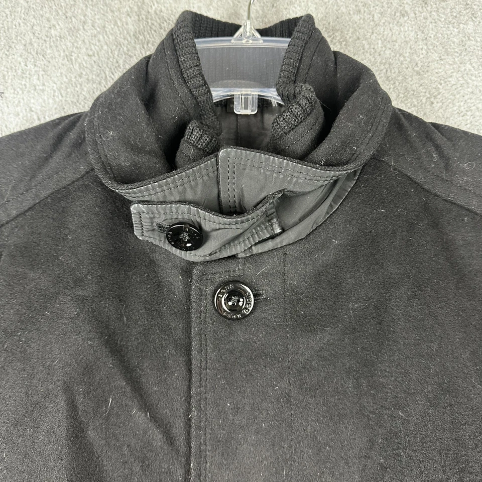 Abrigo Hugo Boss Para Hombre Mediano Negro Lana Cachemira Abotonada Peso Medio Chaqueta Invierno Foto 2 de 4