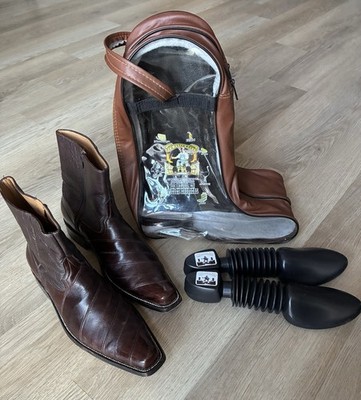 rona　EEL stylish man 3ピース Don Cuco's Eel Skin Western Boots Mens 10.5 E Wide Brown Side Zip