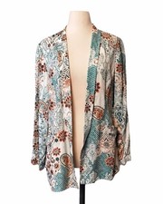 Chico  s Paisley Print Open Front Blazer Jacket Women  s Size 2P 12 Boho