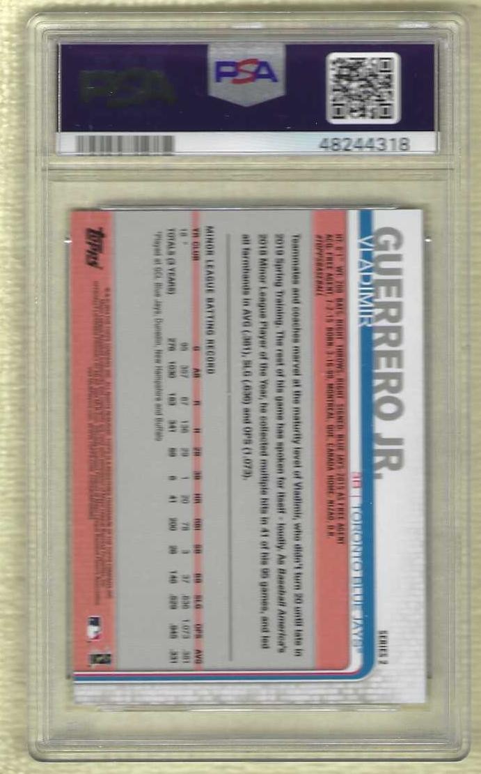 2019 Topps VLADIMIR GUERRERO,JR. "Missing Card Number" Card--PSA Gem Mint 10 view 2