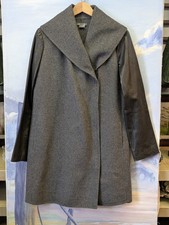 NEW! Vince L Wool W/Leather Sleeves Zip Front...