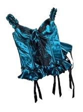 vintage Gothic Vamp 1990 2000 y2k corset bustier M satin Suspenders Garter Belt