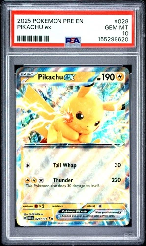 2025 POKEMON PRE EN-PRISMATIC EVOLUTIONS #028 PIKACHU EX PSA 10