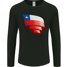 Curled Chile Flag Chilean Day Football Mens Long Sleeve T-Shirt