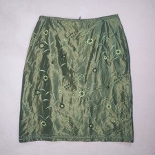 vintage 90s y2k taffeta silk skirt floral embroidery sz 10 fairy fairycore