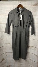 MUXXN Womens Charcoal Grey 3/4 Sleeve Stretch Dress MediumMod 60’s Old Money