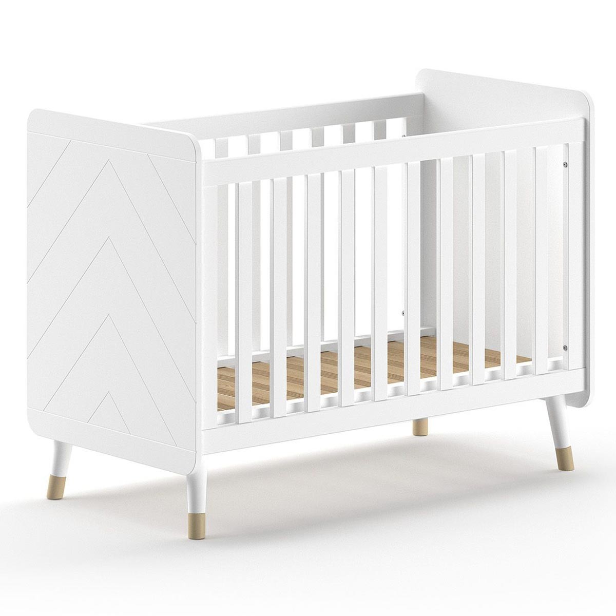 Lit bébé 60x120cm blanc Billy avec sommier réglable 3 positions