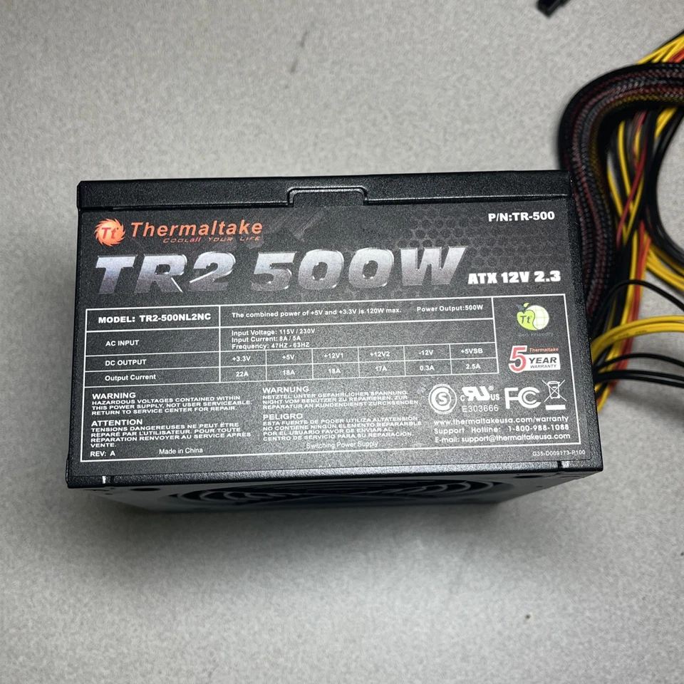 Thermaltake TR2 500W ATX 12V Power Supply Model: TR2-500NL2NC - Image 2 of 4