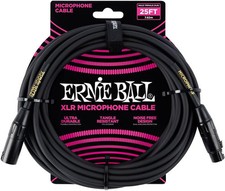 Ernie Ball XLR Microphone Cable, 25ft, Black (P06073) 25 feet, 