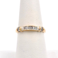 10k Gold Baguette Natural Diamond Wedding Band Anniversary Ring sz7