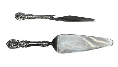 Reed & Barton Mirrorstele Francis I Sterling Handle Bar Knife and Pie Server Set