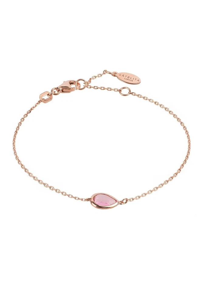 LATELITA Bracciale Oro Rosa Quarzo Rosa Piccolo Mini Damigella Regalo Argento - Immagine 3 di 4