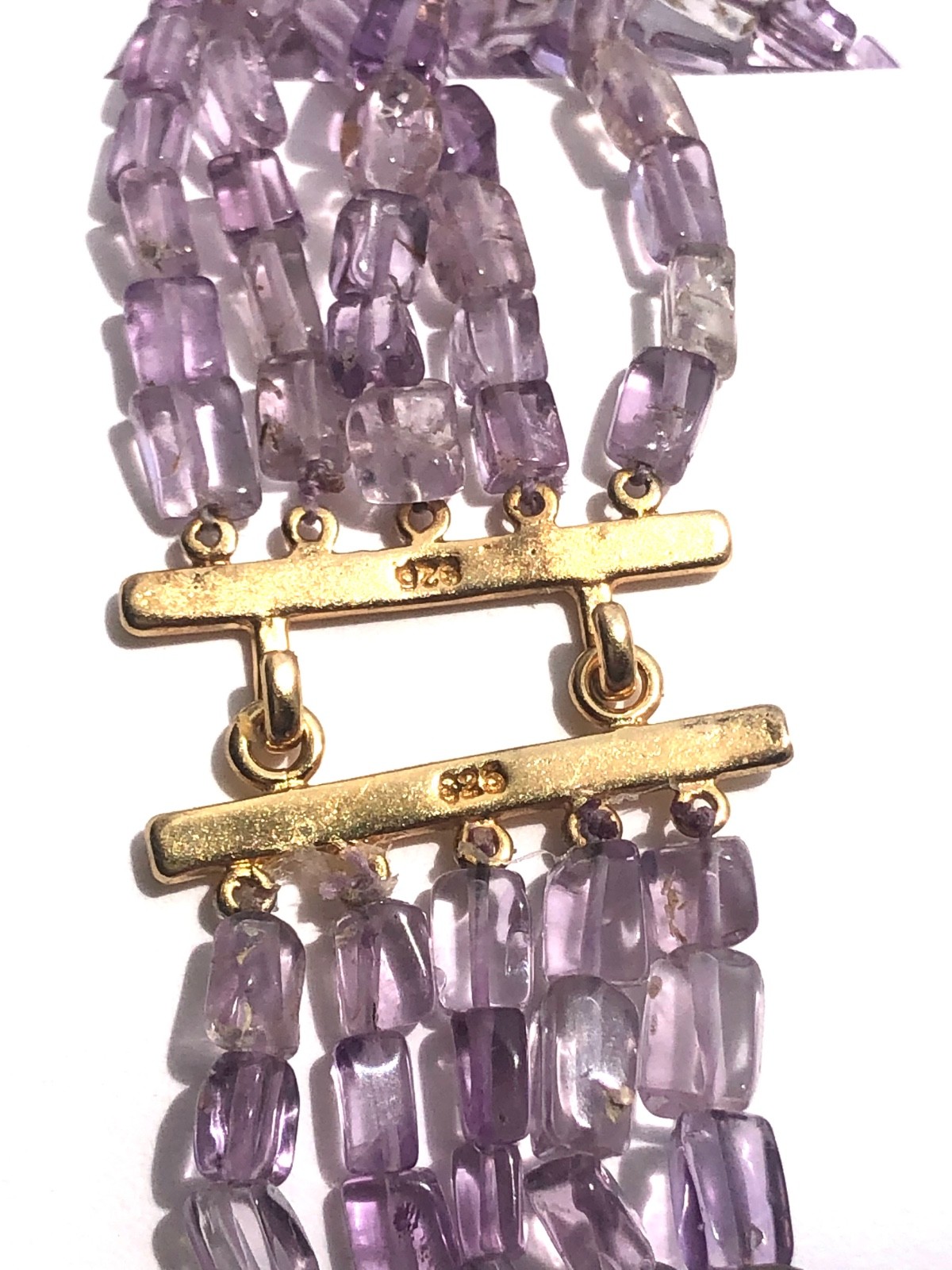 Delicate 5 row amethyst flat rectangle beads 925 … - image 3