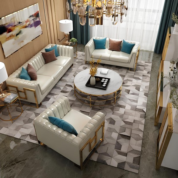 Luxus MöBel Sofagarnitur Couch Sofa Polster 3 2 1 Sitzer Couchtisch Holz 4Tlg.-image