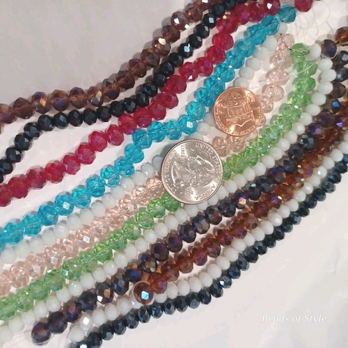 350 Pc Crystal Glass Beads Lot Jewelry Making Faceted 6 & 8mm 12 Bead Strands - Picture 1 of 3