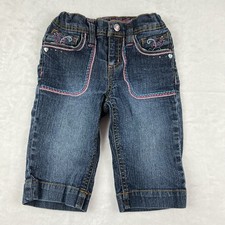Vtg Squeeze Girls' Denim Jeans Embroidered Adjustable Waist Button Snaps Size 6