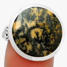 Natural Russian Honey Dendrite Opal 925 Sterling Silver Ring s.7 Jewelry R-1062
