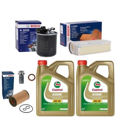 8L CASTROL EDGE 5W30 BOSCH FILTERS SERVICE KIT FOR MERCEDES E250 2.0 W212 09-16