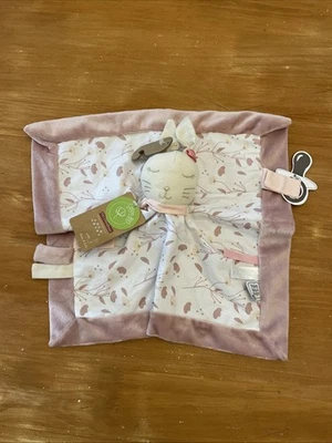 NEUF Doudou Mouchoir Trois Kilos Sept Lapin Rose et Lili Plat Blanc Beige Fleur - Photo 1/4